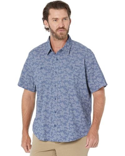 L.L. Bean Lakewashed Camp Shirt Short Sleeve Traditional Fit - Blue