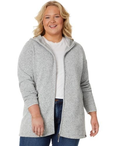 L.L. Bean Plus Size Sweater Fleece Coat - Gray