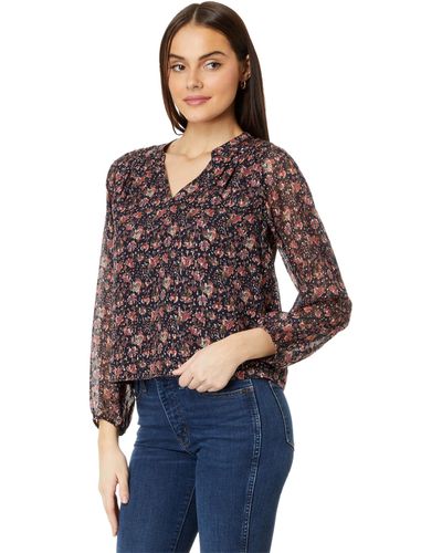 Faherty Silk Cotton Sage Wood Blouse - Red