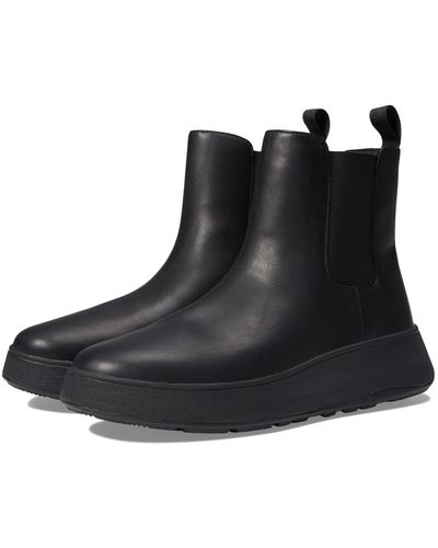 Fitflop F-mode Waterproof Leather Flatform Chelsea Boots - Black