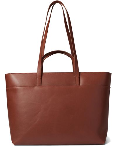 Madewell The Zip-top Essential Tote In Leather - Brown
