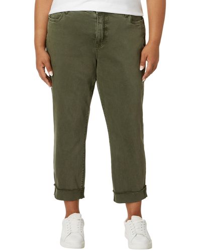 Kut From The Kloth Plus Size Amy Crop Straight Leg Roll-up Fray In Tree - Green