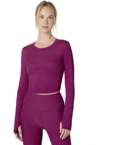 Beyond Yoga Featherweight Sunrise Cropped Pullover - Purple
