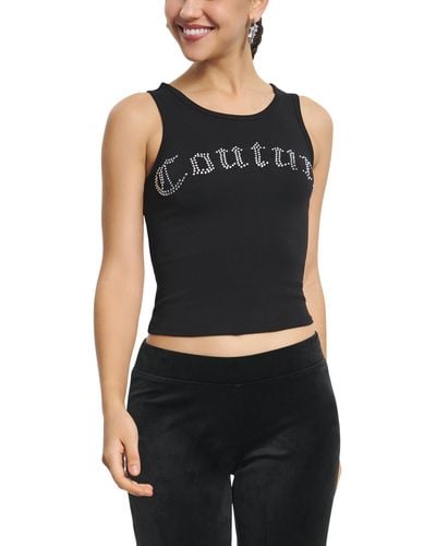 Juicy Couture Couture Fitted Tank With Curved Hotfix - Black