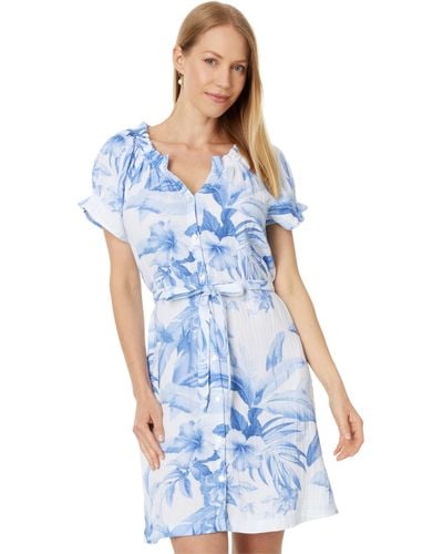 Tommy Bahama Daybreak Hibiscus Short Dress - Blue