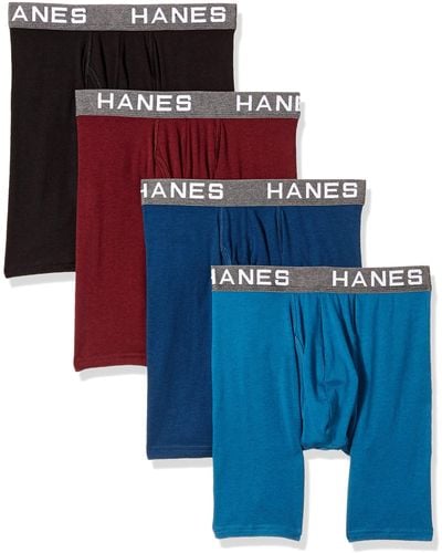 Hanes Comfort Flex Fit Ultra Soft Cotton Modal Blend Boxer Brief 4-pack - Blue