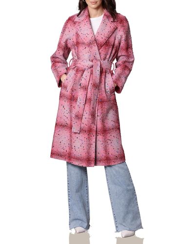 Avec Les Filles Donegal Tweed Wrap Coat - Pink