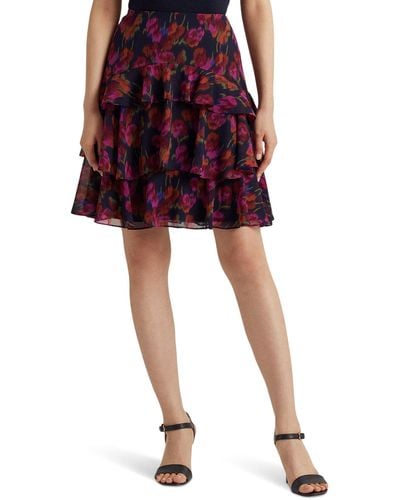 Lauren by Ralph Lauren Floral Crinkle Georgette Tiered Skirt