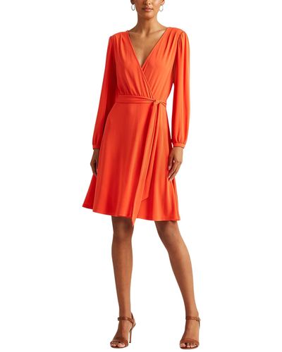 Lauren by Ralph Lauren Petite Long Sleeve Jersey Dress - Orange