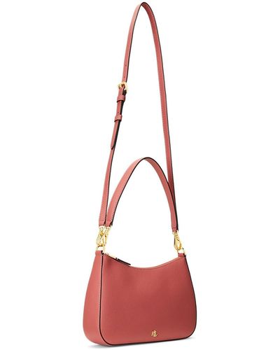 Lauren by Ralph Lauren Crosshatch Leather Medium Danni Bag - Red