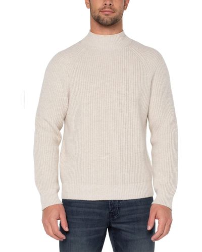 Liverpool Los Angeles Shaker Stitch Mock Neck Sweater - White