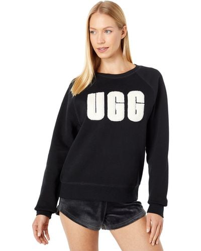 UGG Madeline Fuzzy Logo Crew Neck T-shirt - Black
