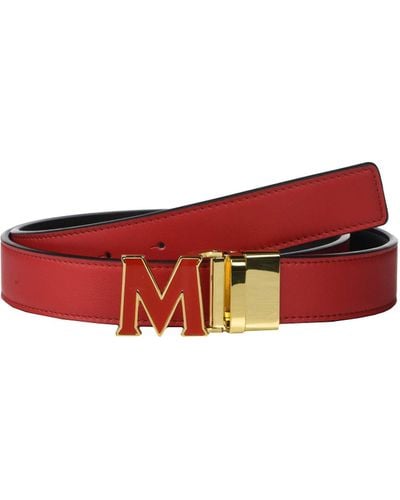 MCM Visetos Buckle Belt - Red