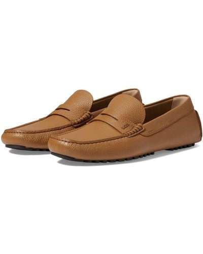 BOSS Driver Grain Leather Moccasins - Brown