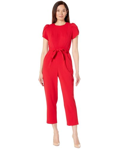 Calvin Klein Midi Petal Sleeve With Belt - Red