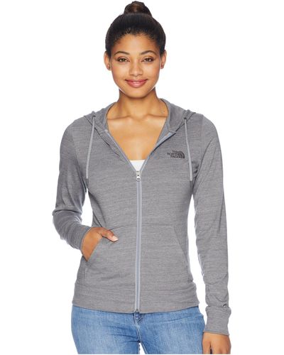 The North Face Lightweight Tri-blend Full Zip Hoodie (urban Navy Heather/tnf White) Women's Sweatshirt - Gray