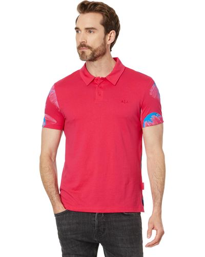 Armani Exchange Regular Fit Cotton Floral Polo - Red