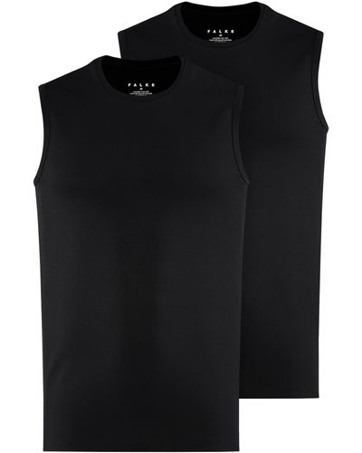 FALKE Daily Comfort Crew Neck Muscle Shirt 2-pack - Black