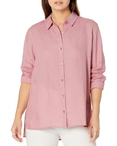 Eileen Fisher Petite Classic Collar Shirt - Pink