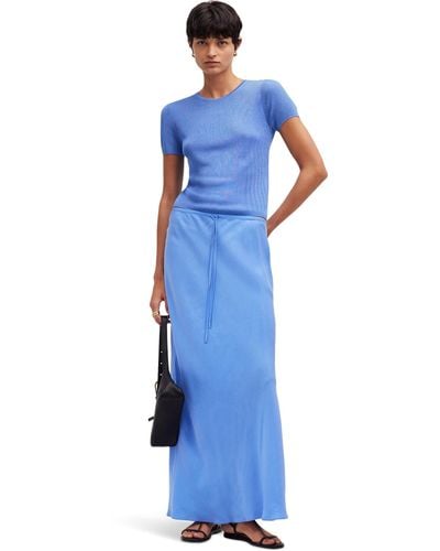 Madewell Tie-waist Maxi Slip Skirt In Cupro Blend - Blue