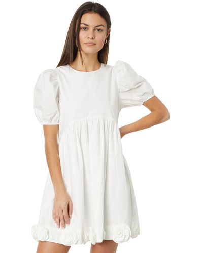English Factory Poplin Corsage Mini Dress - White