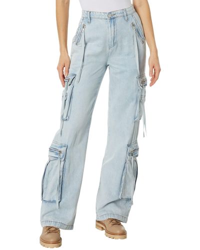 Blank NYC Franklin Rib Cage Pants With Oversized Cargo Pockets In Blue Lagoon