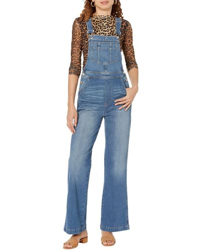 Madewell High-rise Loose Flare Overalls In Demott Wash - Blue