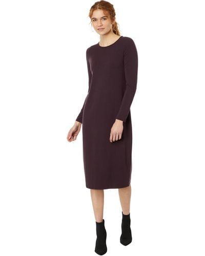 Eileen Fisher Jewel Neck Slim Full Length Dress - Purple