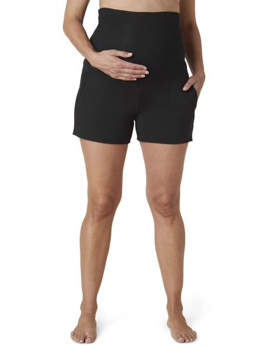 Beyond Yoga Cozy Fleece Maternity Fold-over Shorts - Black