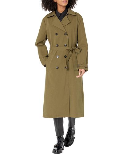 Blank NYC Double-breasted Trench Coat In Road Trip - Green