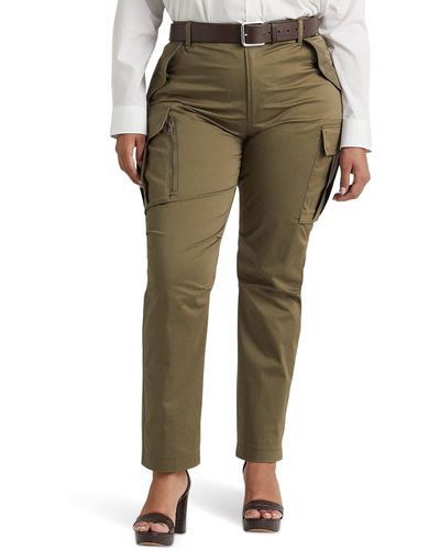 Lauren by Ralph Lauren Plus Size Cotton Sateen Cargo Pants - Green