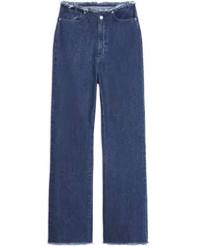 WeWoreWhat Frayed Waistband Straight Jeans - Blue