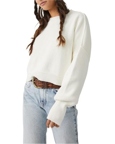 Free People Easy Street Crop Pullover - White