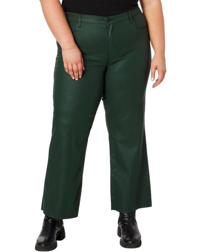 Kut From The Kloth Plus Size Meg High-rise Fab Ab Wide Leg Raw Hem In Forest - Green