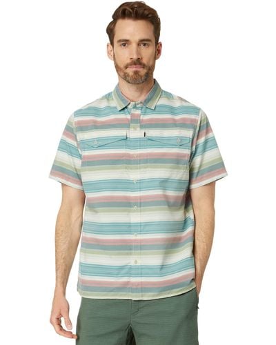 L.L. Bean Sunsmart Cool Weave Woven Shirt Stripe Short Sleeve - Green