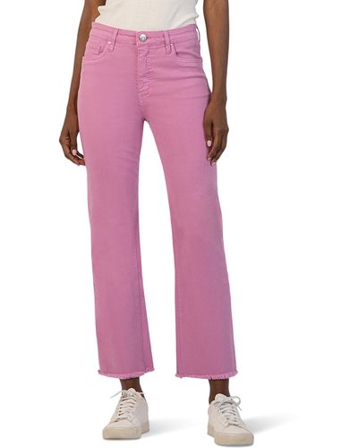 Kut From The Kloth Kelsey High-rise Fab Ab Ankle Flare-nset Leg In Lavander - Pink