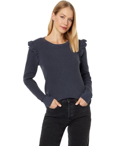 Lamade Fontaine Ruffled Shoulder Crew - Blue