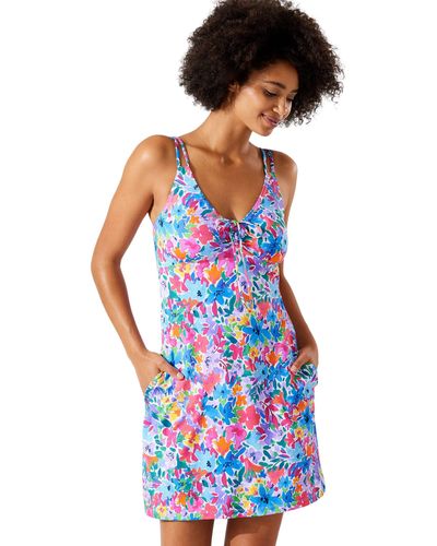 Tommy Bahama Watercolor Floral V Spa Dress - White