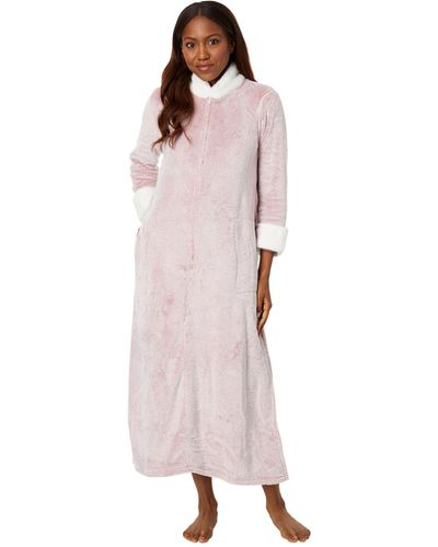 N By Natori Frosted Cashmere Fleece Zip Robe - Pink