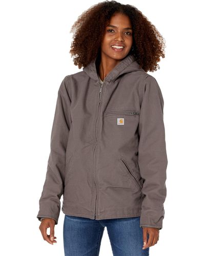 Carhartt Oj141 Sherpa Lined Hooded Jacket - Brown