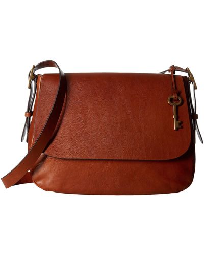 Fossil Harper Eco-leather Large Flap Crossbody Purse Handbag - Brown