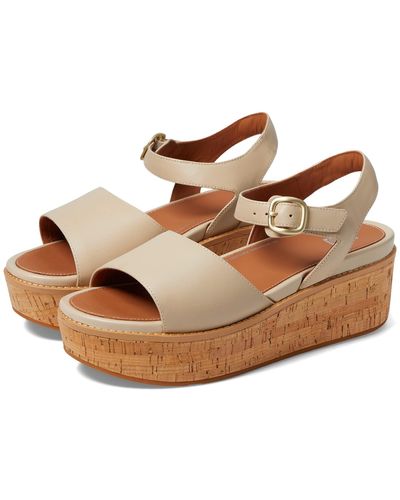 Fitflop Eloise Cork-wrap Leather Back-strap Wedge Sandals - Metallic