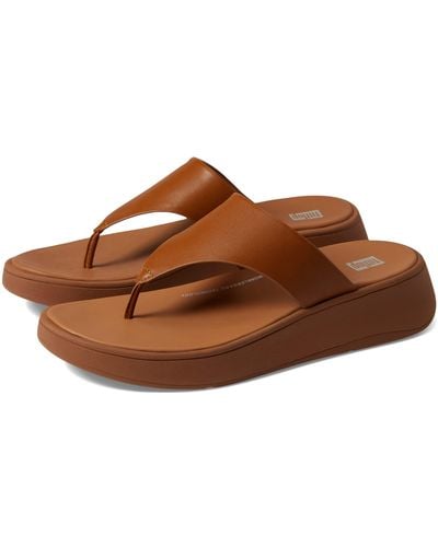 Fitflop F-mode Leather Flatform Toe Post Sandals - Brown