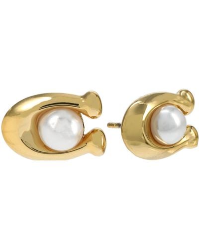 COACH Pearl C Stud Earrings - Metallic