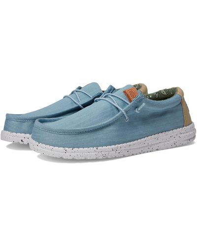 Hey Dude Wally Washed Canvas Slip-on Casual Shoes - Blue