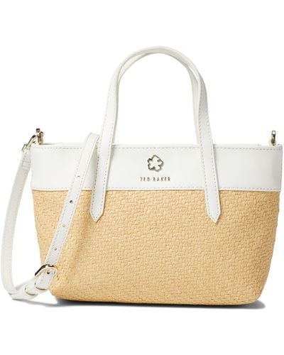 Ted Baker Florean Flower Laser Cut Detail Canvas & Leather Tote in Metallic
