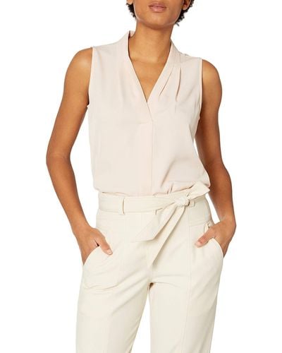 Calvin Klein Sleeveless Blouse With Inverted Pleat - Pink