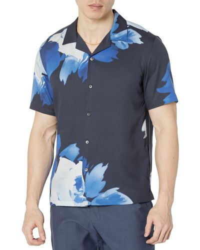 Theory Irving Short Sleeve Cc Abstract - Blue