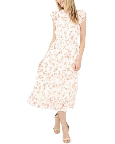 Cece Midi Dress With Smocked Waist - Natural