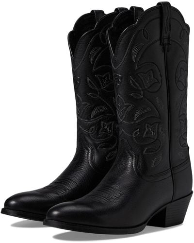 Ariat Heritage Leather Western Block Heel Boots - Black